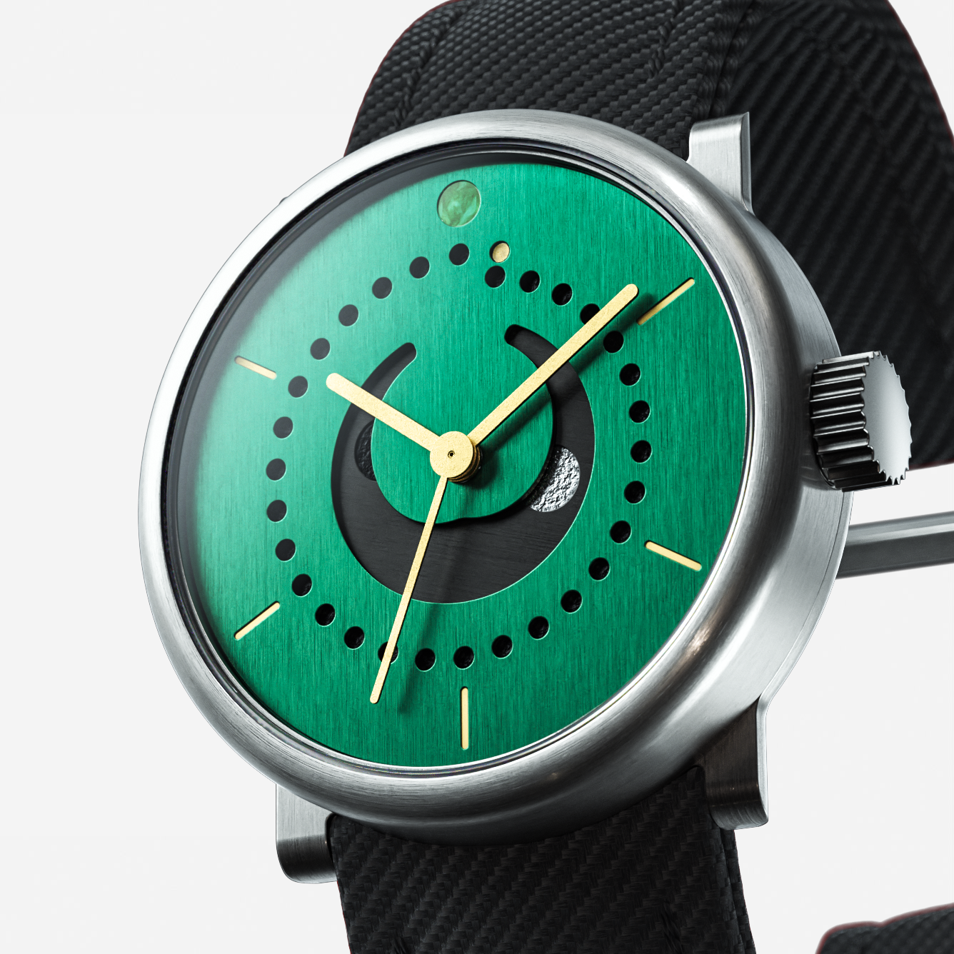 Moon phase Emerald close up