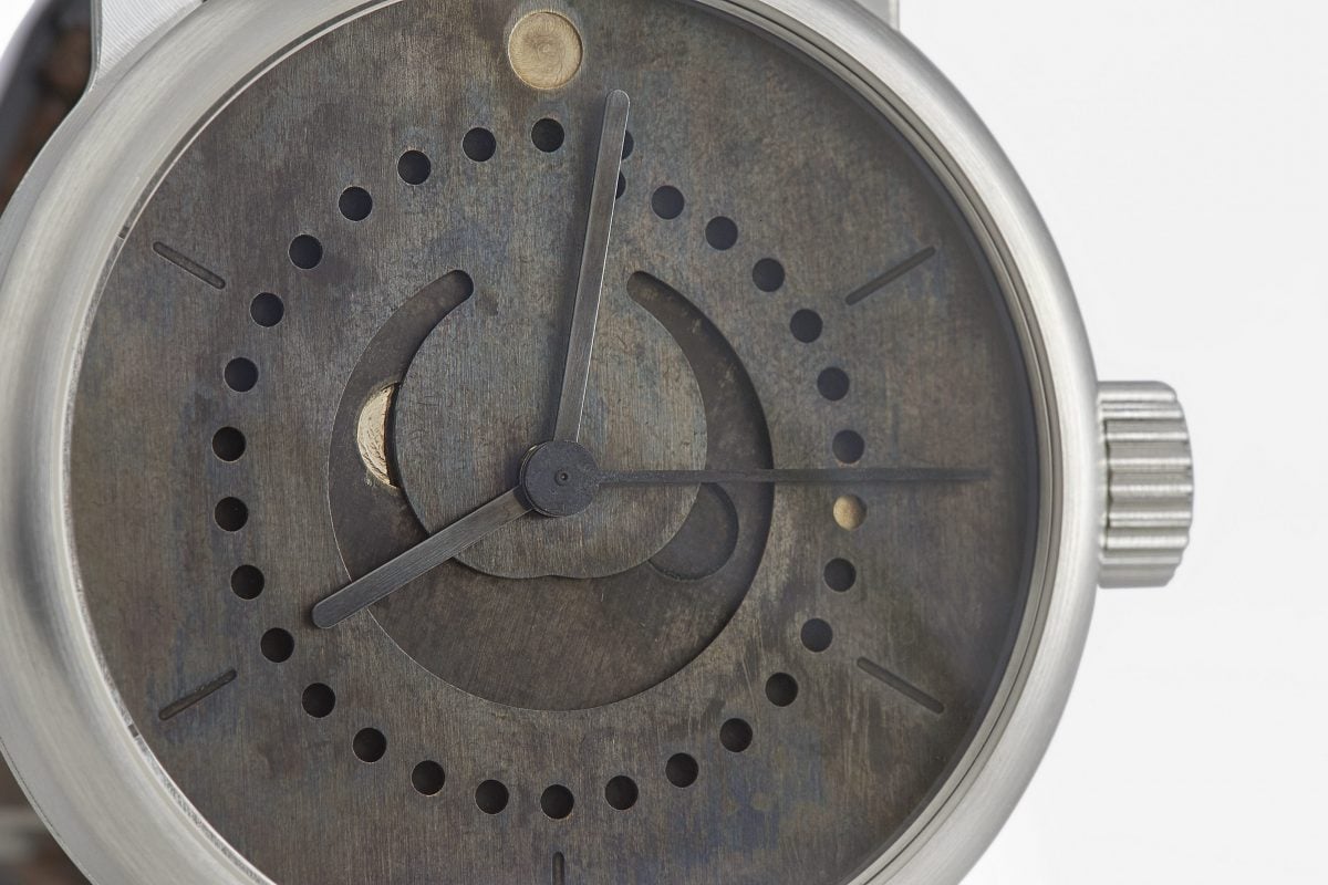 moon phase watch (39mm sterling silver 925 case with patinated Rhodium plated dial by ochs und junior)