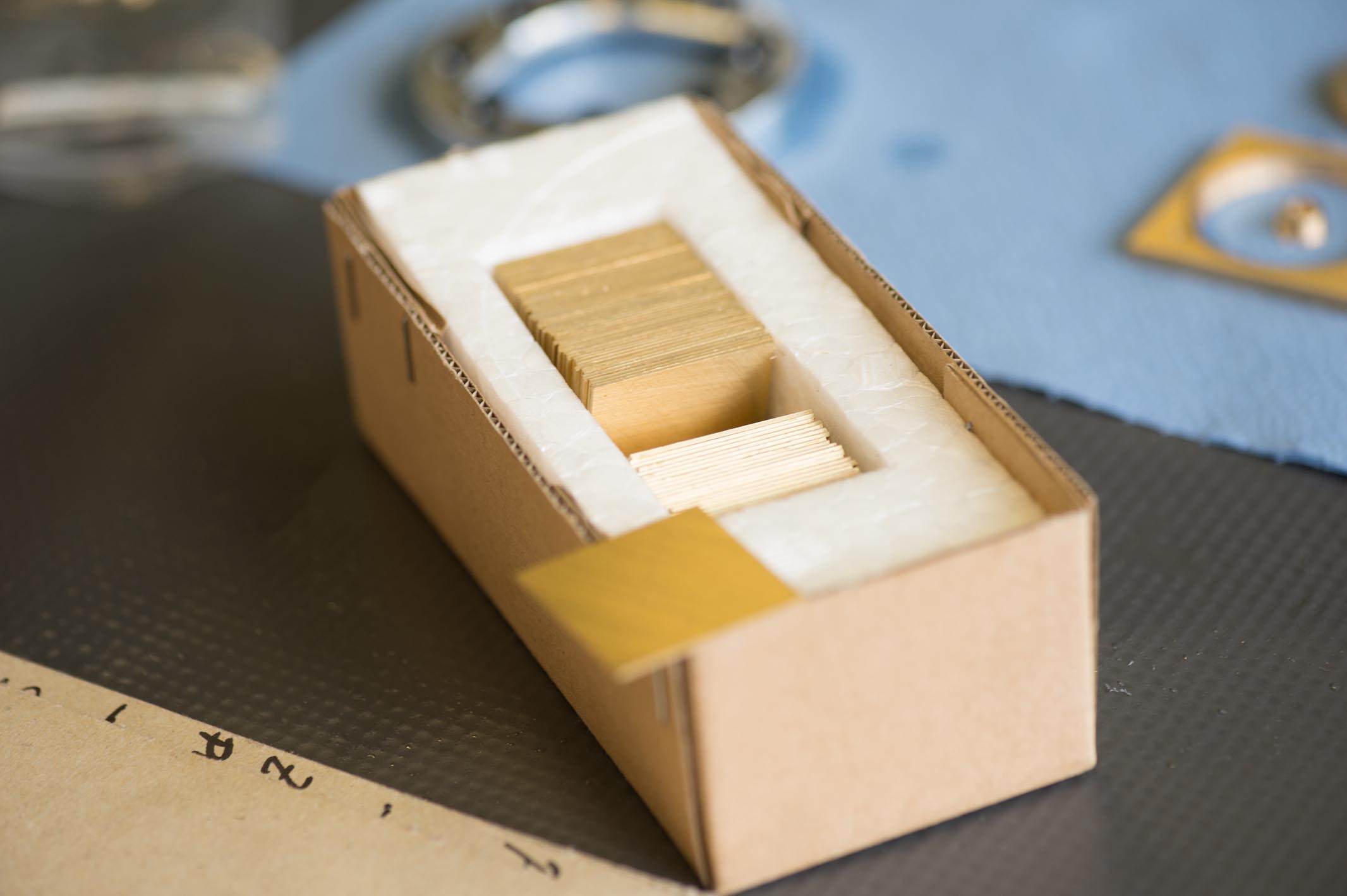 Brass blanks used to manufacture the month disks.